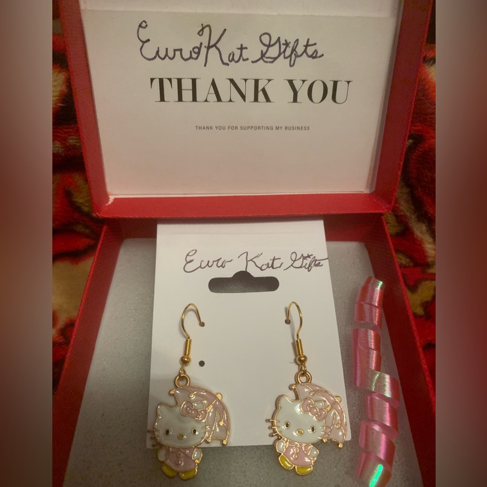 Hello Kitty Earrings Hello Kitty pink kitty with umbrella NEW